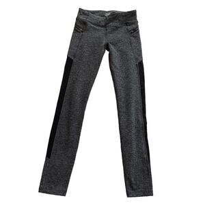 Athleta Girl Herringbone Leggings Black Panel Pockets Grey Black
